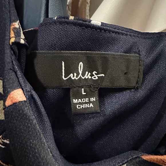 Lulus Navy Floral Midi Dress - Picture 3 of 4